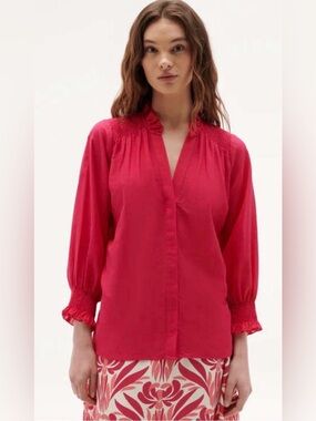 Figue Dolores Smocked Top Raspberry Pink. Size 4 Will Fit a 6. NWOT. MSRP $328.
